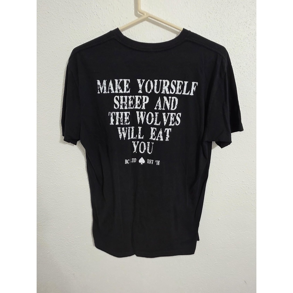 BC Limited Shirt Mens Large Black Make Yourself Sheep Wolves Motivational Tee